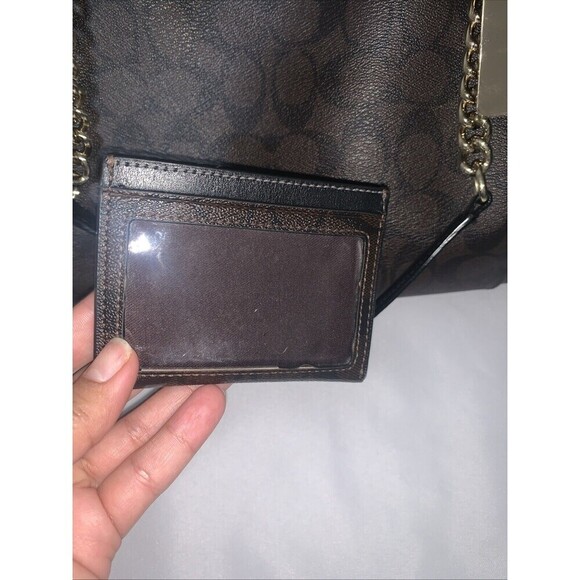 Women's Coach bag  Ava Chain Tote Signature Canvas in Brown/Black Authentic - Picture 9 of 15